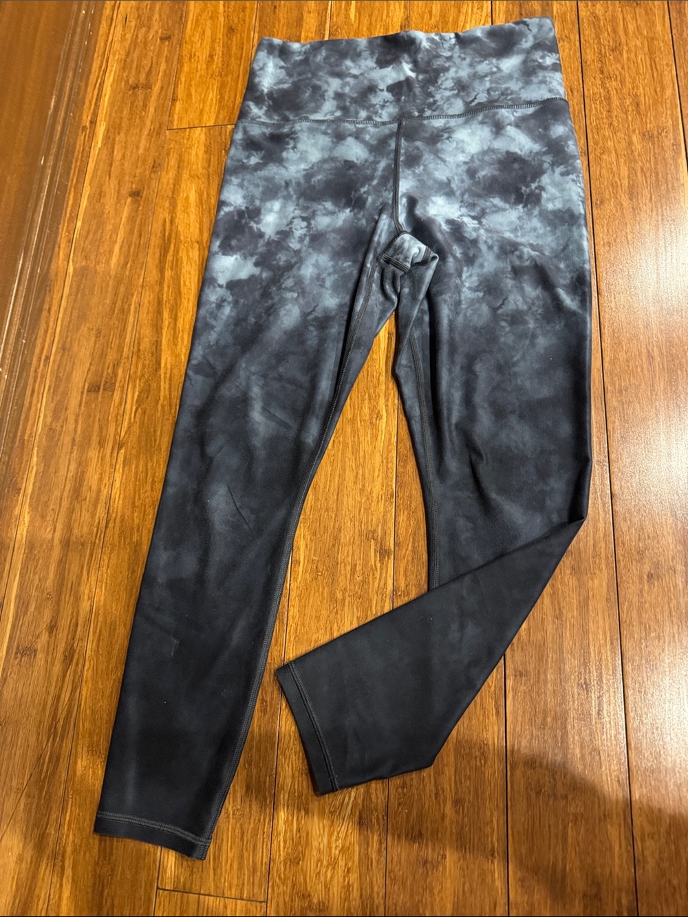Athleta Black and Gray Cloud Wash High-Rise Leggings